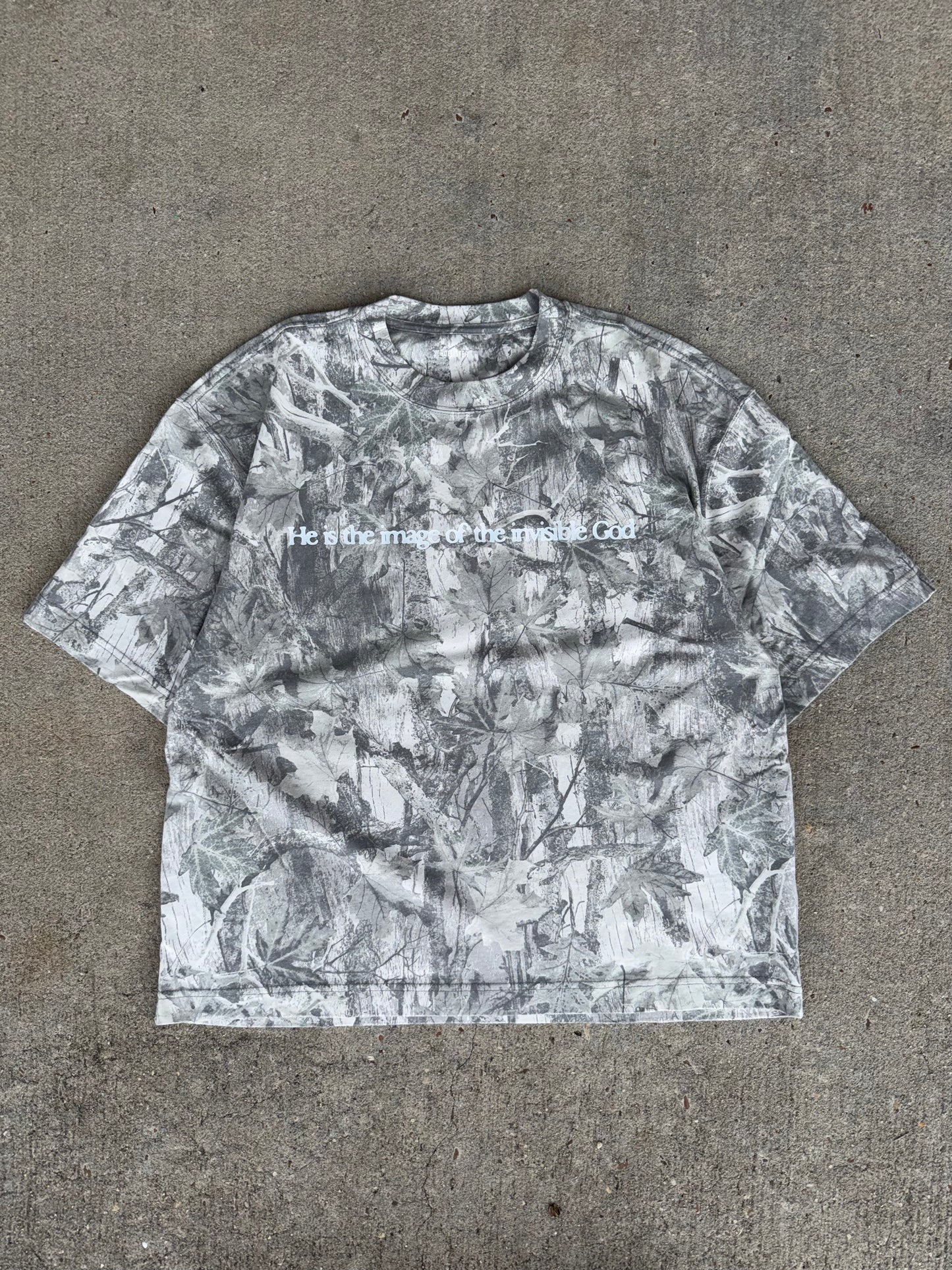 LARGE "His Name Is Jesus Tee" - Light Camo